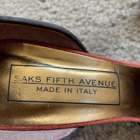 Saks Fifth Avenue Snakeskin Suede Open Sides Heels - Picture 6 of 12